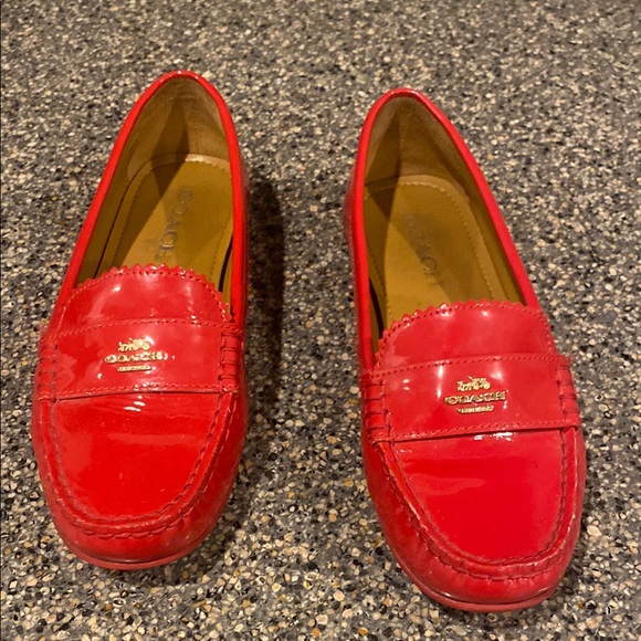 Coach Women's Red Loafers - Picture 1 of 9